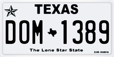 TX license plate DOM1389