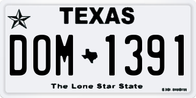 TX license plate DOM1391