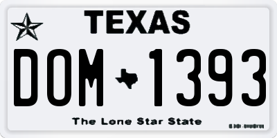 TX license plate DOM1393