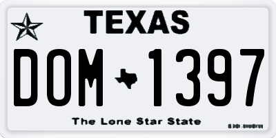 TX license plate DOM1397