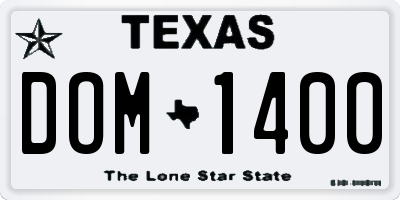 TX license plate DOM1400