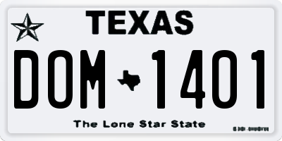 TX license plate DOM1401