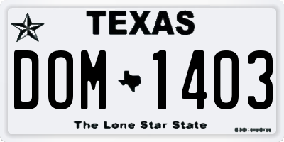 TX license plate DOM1403