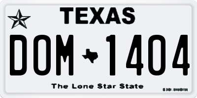TX license plate DOM1404