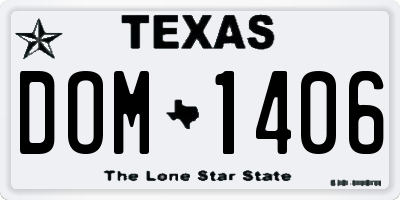 TX license plate DOM1406
