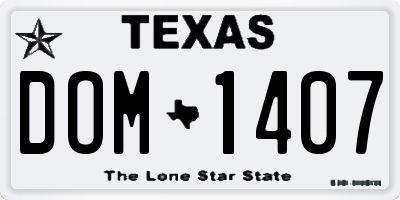 TX license plate DOM1407