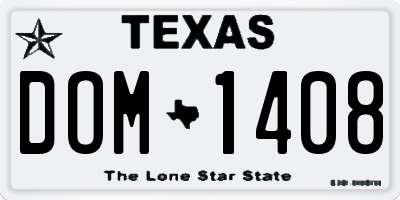 TX license plate DOM1408