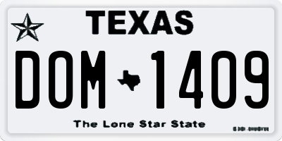 TX license plate DOM1409