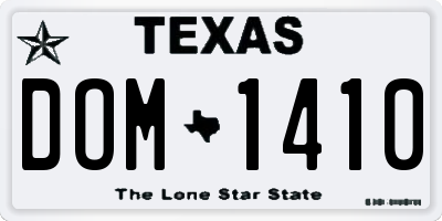 TX license plate DOM1410