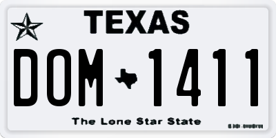 TX license plate DOM1411