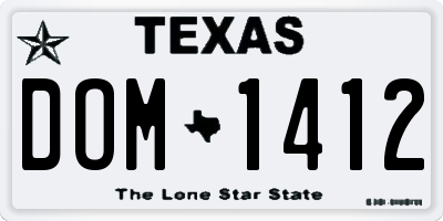 TX license plate DOM1412