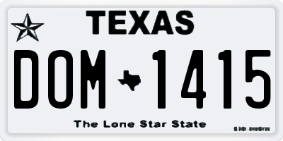 TX license plate DOM1415