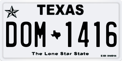 TX license plate DOM1416