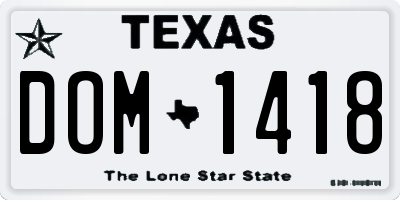 TX license plate DOM1418