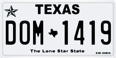 TX license plate DOM1419
