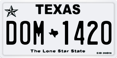 TX license plate DOM1420
