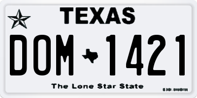 TX license plate DOM1421