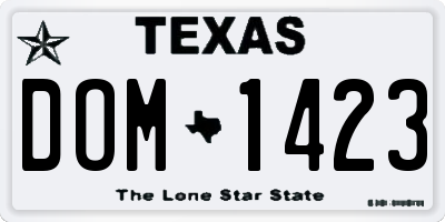 TX license plate DOM1423