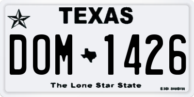 TX license plate DOM1426