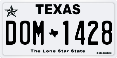 TX license plate DOM1428