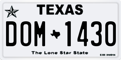 TX license plate DOM1430