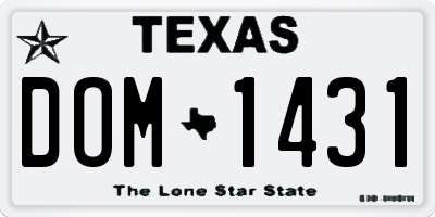 TX license plate DOM1431