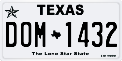 TX license plate DOM1432