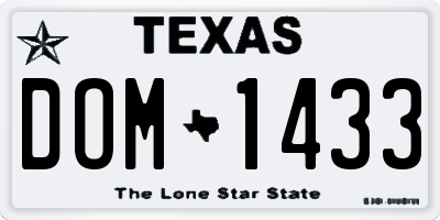 TX license plate DOM1433