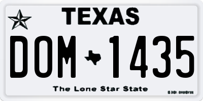 TX license plate DOM1435