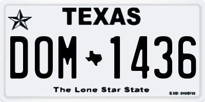 TX license plate DOM1436