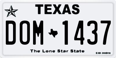 TX license plate DOM1437
