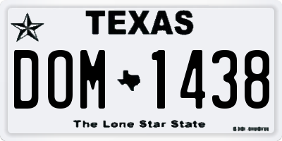 TX license plate DOM1438