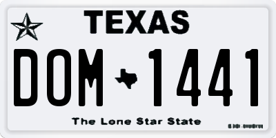 TX license plate DOM1441