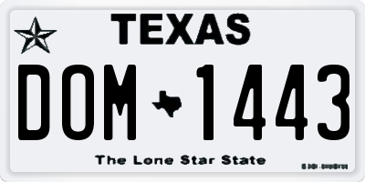 TX license plate DOM1443