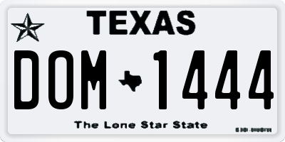 TX license plate DOM1444