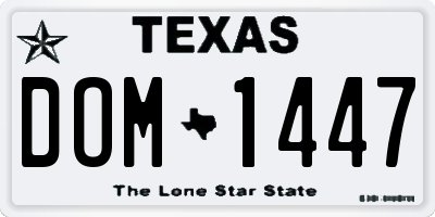TX license plate DOM1447