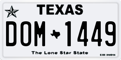 TX license plate DOM1449