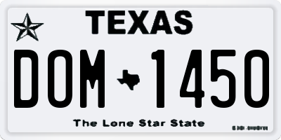 TX license plate DOM1450