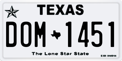 TX license plate DOM1451