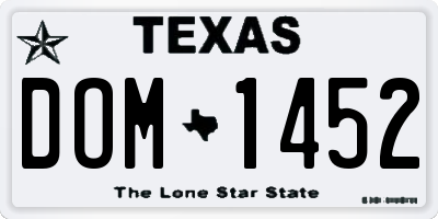 TX license plate DOM1452