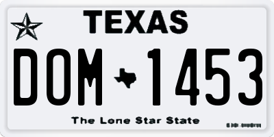 TX license plate DOM1453
