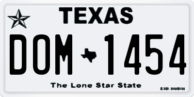 TX license plate DOM1454