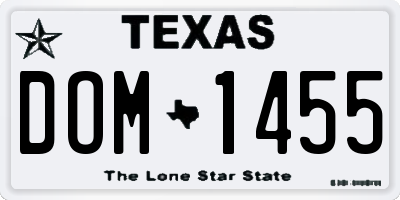 TX license plate DOM1455