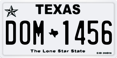TX license plate DOM1456