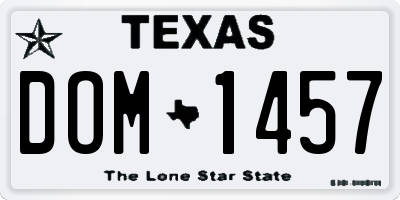 TX license plate DOM1457