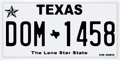 TX license plate DOM1458