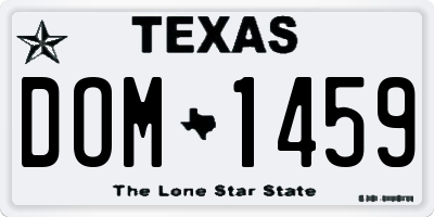 TX license plate DOM1459
