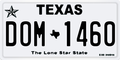 TX license plate DOM1460