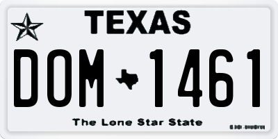 TX license plate DOM1461