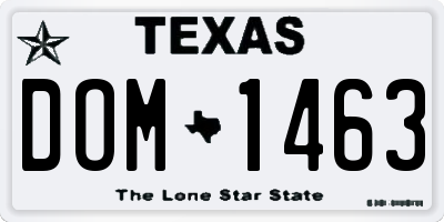 TX license plate DOM1463